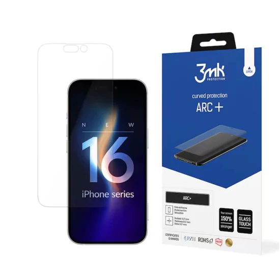Протектор за iPhone 16 Pro - 3mk - ARC+ защитно фолио - Прозрачен