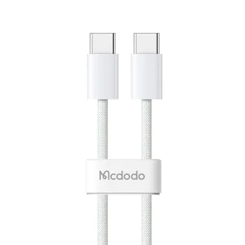 Кабел за данни – Mcdodo (CA-5690) – USB-C → USB-C, PD бързо зареждане, 3A, 60W, 480Mbps, 1m – Бял