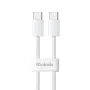 Кабел за данни – Mcdodo (CA-5690) – USB-C → USB-C, PD бързо зареждане, 3A, 60W, 480Mbps, 1m – Бял