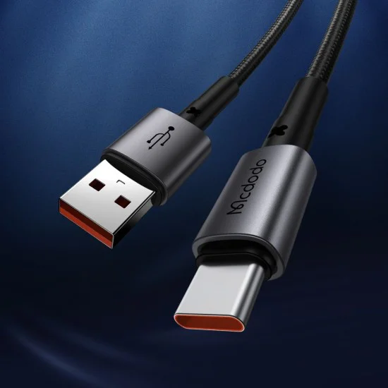 Кабел за данни – Mcdodo (CA-3590) – Type-C → USB-A, PD бързо зареждане, 3A, 100W, 1.2m – Черен