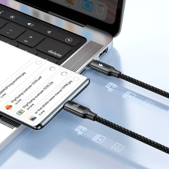Кабел 3в1 O Series – Mcdodo (CA-4940) – USB-C → Lightning/USB-C/зарядно за Apple Watch, 100W, 1.2m – Черен