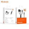 Кабел 3в1 O Series – Mcdodo (CA-4940) – USB-C → Lightning/USB-C/зарядно за Apple Watch, 100W, 1.2m – Черен