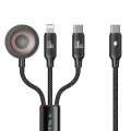 Кабел 3в1 O Series – Mcdodo (CA-4940) – USB-C → Lightning/USB-C/зарядно за Apple Watch, 100W, 1.2m – Черен