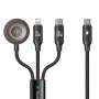 Кабел 3в1 O Series – Mcdodo (CA-4940) – USB-C → Lightning/USB-C/зарядно за Apple Watch, 100W, 1.2m – Черен