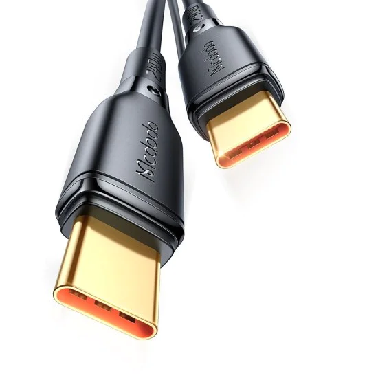 Кабел за данни – Mcdodo (CA-3310) – Type-C → Type-C, бързо зареждане, 240W, 5A, 1.2m – Черен