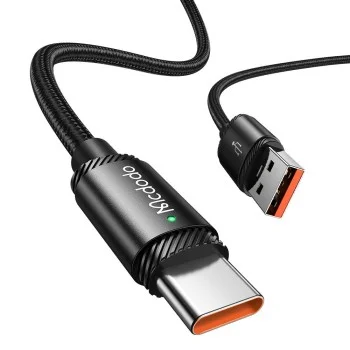 Кабел за данни – Mcdodo (CA-4730) – USB-A → Type-C, бързо зареждане, 6A, 120W, LED индикатор, 1.5m – Черен