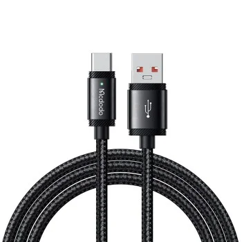 Кабел за данни – Mcdodo (CA-4730) – USB-A → Type-C, бързо зареждане, 6A, 120W, LED индикатор, 1.5m – Черен