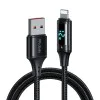 Кабел за данни – Mcdodo (CA-1060) – USB 2.0 → Lightning, цифров дисплей, найлон оплетка, алуминий, 3A, 1.2m – Черен