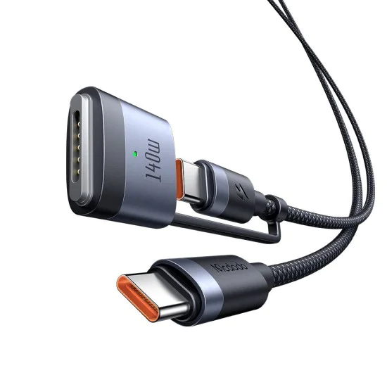 Кабел 2-в-1 – Mcdodo (CA-0140) – USB-C → USB-C + MagSafe 3, 240W, LED, 2m – Черен