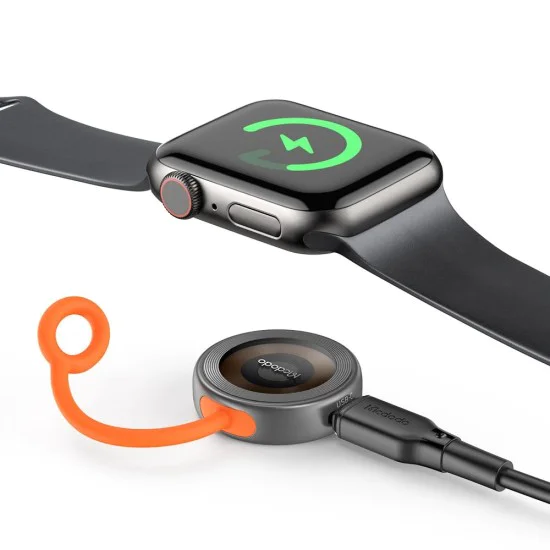 Безжично зарядно – Mcdodo (CH-6840) – за Apple Watch, двоен вход, 2.5W, силиконова връзка против изгубване – Черен