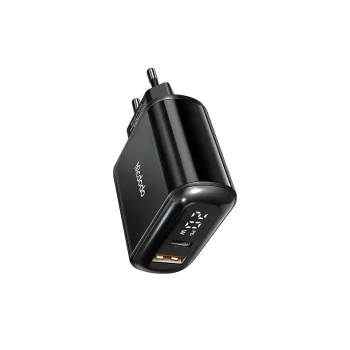 Стенен адаптер Chocolate Series – Mcdodo (CH-7170) – USB-C/A, 20W, цифров дисплей, PD + QC – Черен