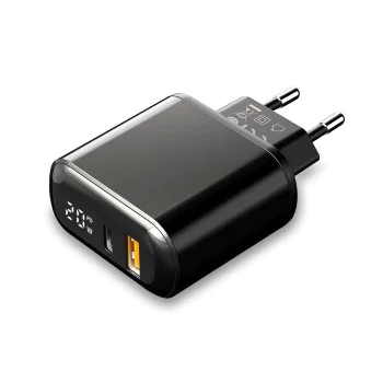 Стенен адаптер Chocolate Series – Mcdodo (CH-7170) – USB-C/A, 20W, цифров дисплей, PD + QC – Черен