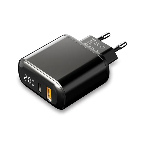 Стенен адаптер Chocolate Series – Mcdodo (CH-7170) – USB-C/A, 20W, цифров дисплей, PD + QC – Черен