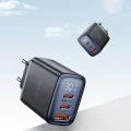 Стенен адаптер – Mcdodo (CH-2180) – 2× USB-C, 1× USB-A, 30W, бързо зареждане, цифров дисплей – Черен