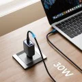 Стенен адаптер – Mcdodo (CH-2180) – 2× USB-C, 1× USB-A, 30W, бързо зареждане, цифров дисплей – Черен