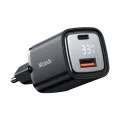 Стенен адаптер Graphite Series – Mcdodo (CH-1701) – USB-A, USB-C, 33W, бързо зареждане, цифров дисплей – Черен