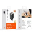 Стенен адаптер FreeGo Series – Mcdodo (CH-4281) – вграден USB-C прибиращ кабел, USB-A/C, 40W, цифров дисплей, 65cm – Черен