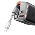 Стенен адаптер FreeGo Series – Mcdodo (CH-4281) – вграден USB-C прибиращ кабел, USB-A/C, 40W, цифров дисплей, 65cm – Черен