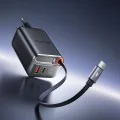 Стенен адаптер FreeGo Series – Mcdodo (CH-4100) – вграден USB-C прибиращ кабел, USB-A/C, 67W, цифров дисплей, 65cm – Черен