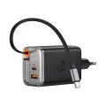 Стенен адаптер FreeGo Series – Mcdodo (CH-4100) – вграден USB-C прибиращ кабел, USB-A/C, 67W, цифров дисплей, 65cm – Черен