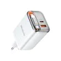 Стенен адаптер FreeGo Series – Mcdodo (CH-4103) – вграден USB-C прибиращ кабел, USB-A/C, 67W, цифров дисплей, 65cm – Бял