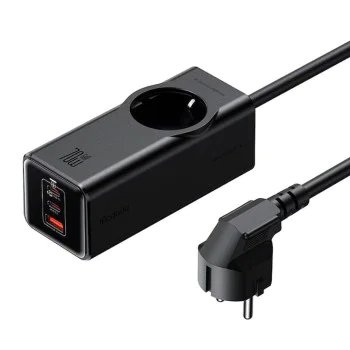 Разклонител 4-в-1 – Mcdodo Super Cube Series (CH-4620) – Schuko, 2× Type-C, USB-A, 70W, GaN, 1.5m – Черен