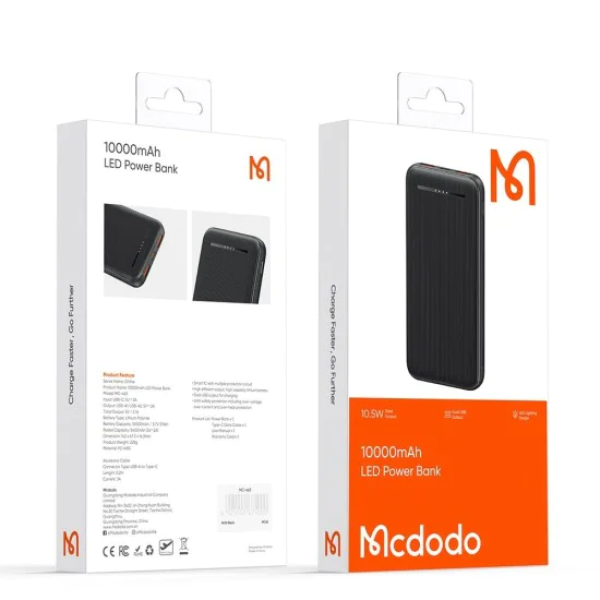 Външна батерия Online Series (MC-4631) - Mcdodo - 2x USB, Type-C, 10000mAh, 10.5W - Черно