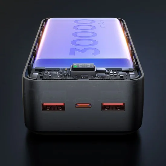 Външна батерия (MC-4240) - Mcdodo - Type-C + 2x USB-A, 30000mAh, 22.5W, LED дисплей - Черно