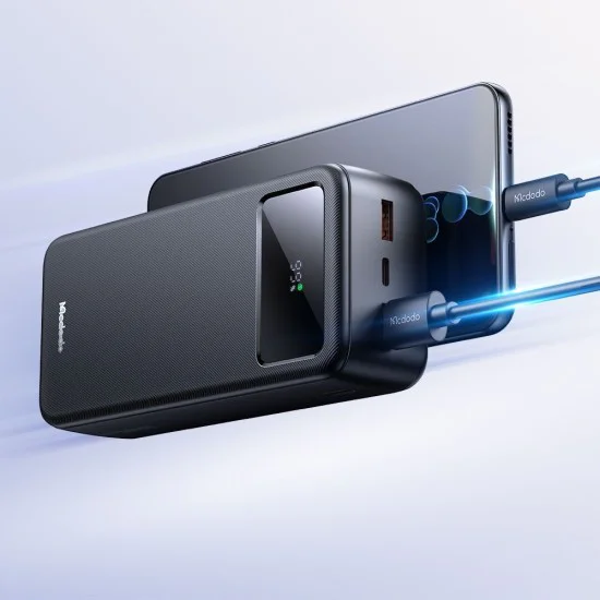 Външна батерия (MC-4240) - Mcdodo - Type-C + 2x USB-A, 30000mAh, 22.5W, LED дисплей - Черно