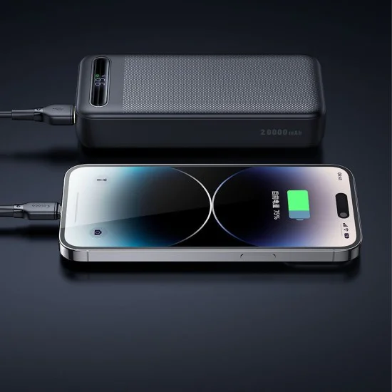 Външна батерия Star Series (MC-3891) - Mcdodo - USB-C + 2x USB, 20000mAh, 22.5W, дисплей - Черно