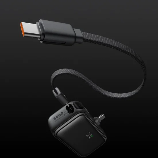 Mcdodo - Power Bank FreeKit Series (MC-7760) - с вграден кабел и конектор USB-C, 5000mAh, 22.5W - Черен