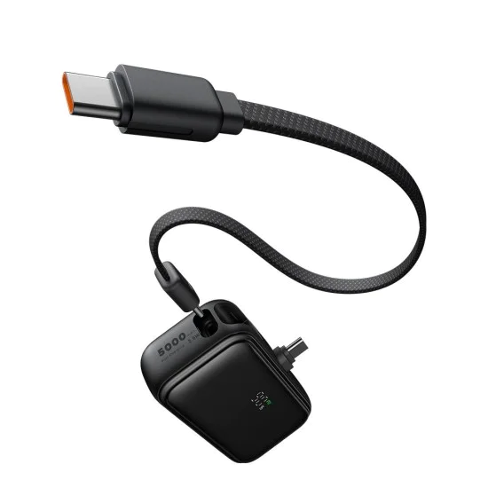 Mcdodo - Power Bank FreeKit Series (MC-7760) - с вграден кабел и конектор USB-C, 5000mAh, 22.5W - Черен