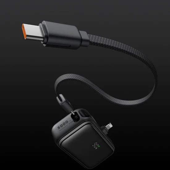 Mcdodo - Външна батерия FreeKit Series (MC-7800) - с вграден кабел и конектор Lightning, 5000mAh, 22.5W - Черен
