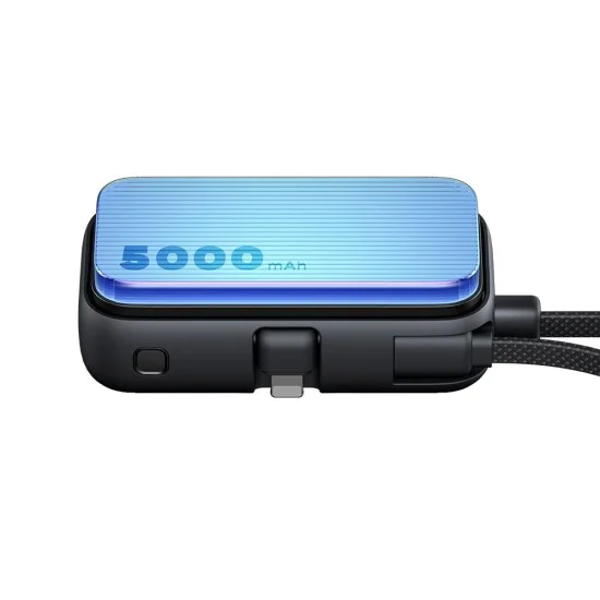 Mcdodo - Външна батерия FreeKit Series (MC-7800) - с вграден кабел и конектор Lightning, 5000mAh, 22.5W - Черен