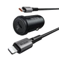 Зарядно за автомобил – Mcdodo Obsidian Series (CC-7492) – включен Type-C → Lightning кабел, PD30W, Smart IC, 1.2m – Черен