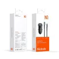Зарядно за автомобил – Mcdodo Obsidian Series (CC-7492) – включен Type-C → Lightning кабел, PD30W, Smart IC, 1.2m – Черен