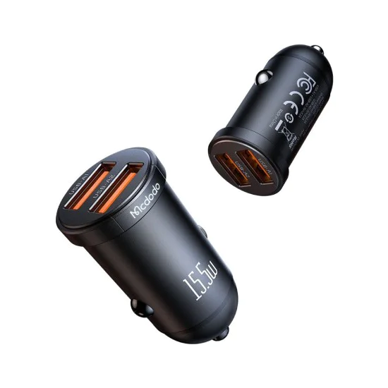 Зарядно за автомобил – Mcdodo Cool Series (CC-2950) – двоен порт, 15.5W, мини размер – Черен