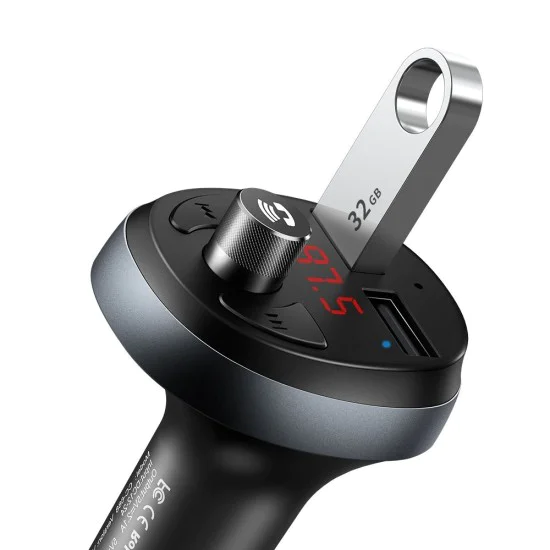 FM модулатор със зарядно за кола (CC-6880) - Mcdodo - 2x USB-A, LED дисплей, 2.1A - Черно