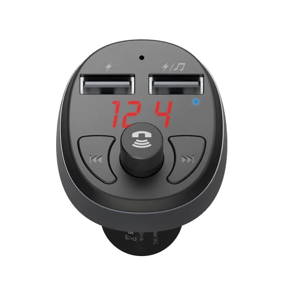 FM модулатор със зарядно за кола (CC-6880) - Mcdodo - 2x USB-A, LED дисплей, 2.1A - Черно