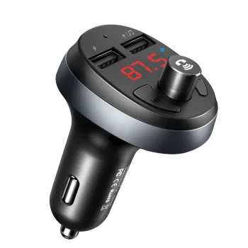 FM модулатор със зарядно за кола (CC-6880) - Mcdodo - 2x USB-A, LED дисплей, 2.1A - Черно