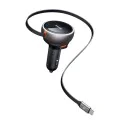 Зарядно за автомобил – Mcdodo (CC-4850) – с прибиращ се USB-C кабел, 80W, двоен порт, светлинен индикатор, 80см – Черен