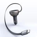 Зарядно за автомобил – Mcdodo (CC-4850) – с прибиращ се USB-C кабел, 80W, двоен порт, светлинен индикатор, 80см – Черен