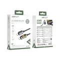 Acefast - Кабел за данни (C21-03) - Бързо зареждане, Type-C към Type-C, 60W, 3A, Цветен градиентен светлинен ефект, 1.2 м - Черен