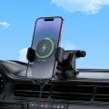 Автомобилен държач – Borofone (BH222 Leading) – с безжично зареждане 15W, стабилен захват, за табло/стъкло – Черен металик