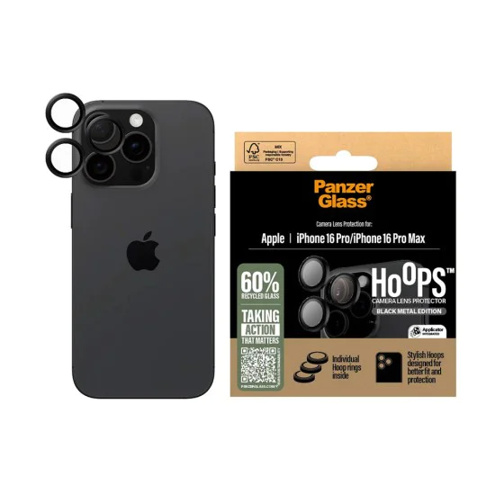 Протектор - Камера за iPhone 16 Pro / iPhone 16 Pro Max - PanzerGlass® - Hoops® Протектор за обектив на камера - Черен