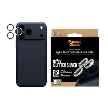 Протектор - Камера за iPhone 17 Pro / iPhone 17 Pro Max / iPhone 16 Pro / iPhone 16 Pro Max - PanzerGlass® - Hoops® протектор за обектив на камера - с брокат и сребрист цвят