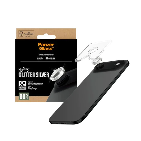 Протектор - Камера за iPhone 17 Air - PanzerGlass® - Hoops® протектор за обектив на камера - с брокат и сребрист цвят