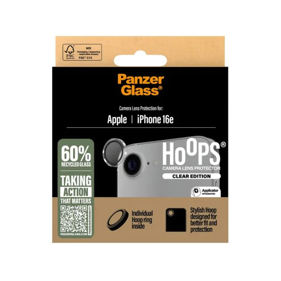 Протектор - Камера за iPhone 16e - PanzerGlass® - Hoops® Протектор за обектив на камера - Прозрачен