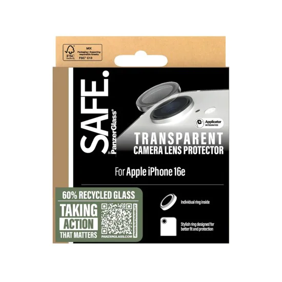 Протектор - Камера за iPhone 16e - PanzerGlass® - SAFE. Протектор за обектив на камера - Прозрачен