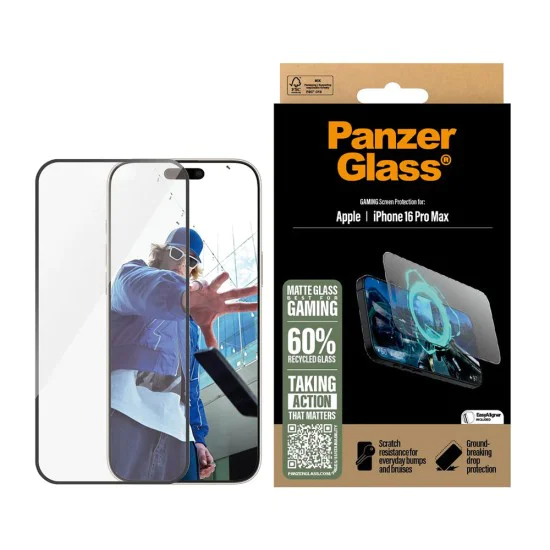 PanzerGlass® - Ултраширок протектор за екран за игри - iPhone 16 Pro Max - Матово черно